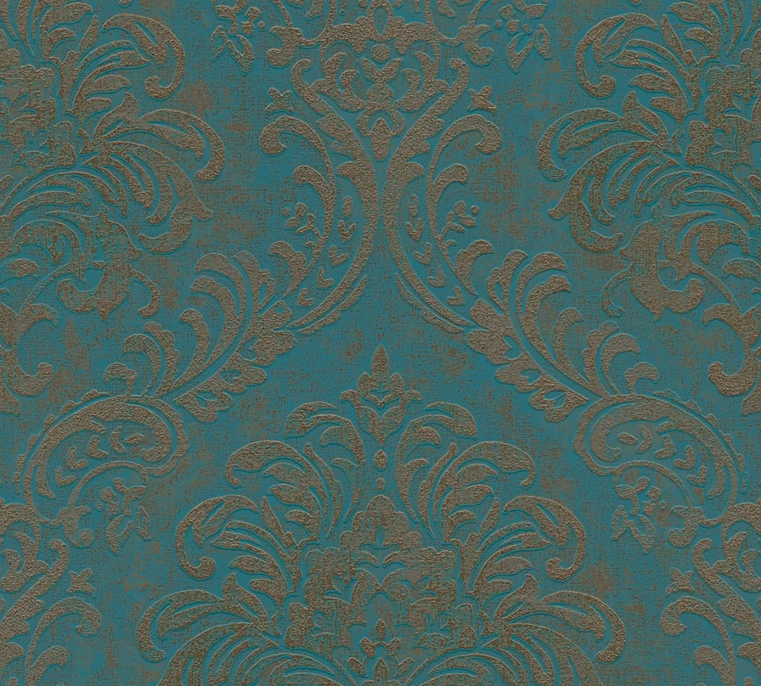 Vliestapete Damast Motiv Metallic Petrol Bronze 39112-4