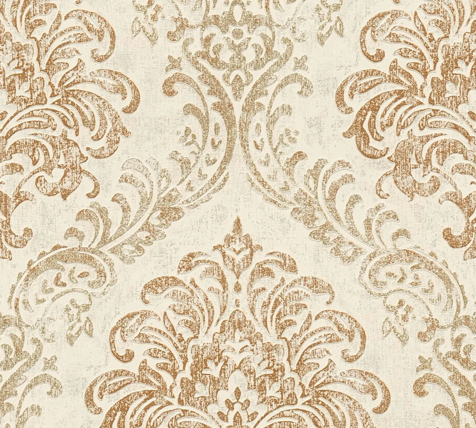 Vliestapete Damast Motiv Weiß Gold Metallic 39112-5