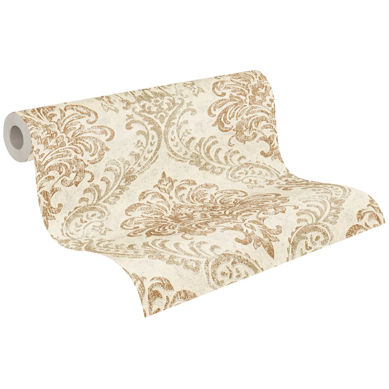 Vliestapete Damast Motiv Weiß Gold Metallic 39112-5