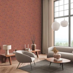Vliestapete Daniel Hechter Blätter Orange Bronze Metallic