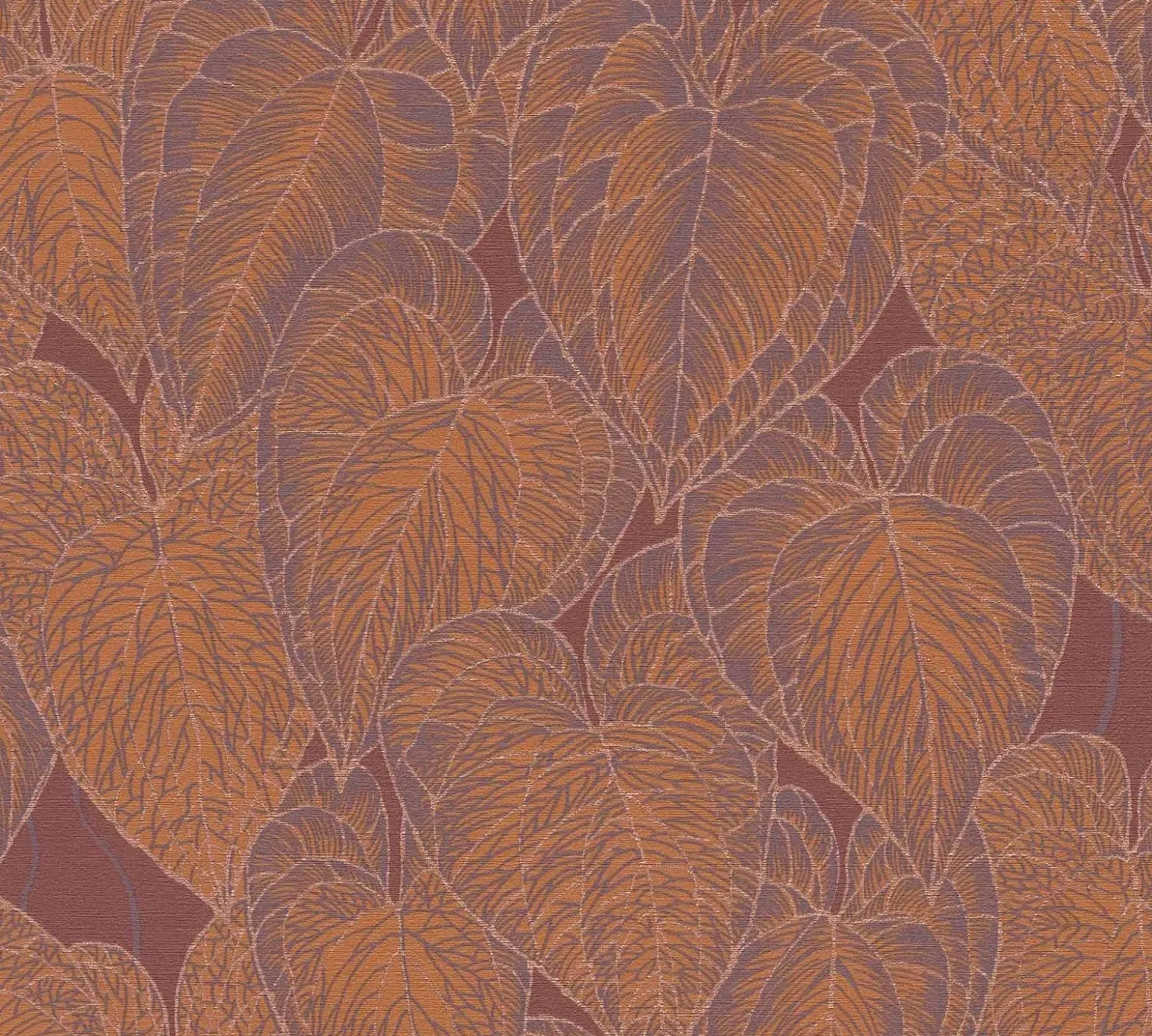 Vliestapete Daniel Hechter Blätter Orange Bronze Metallic