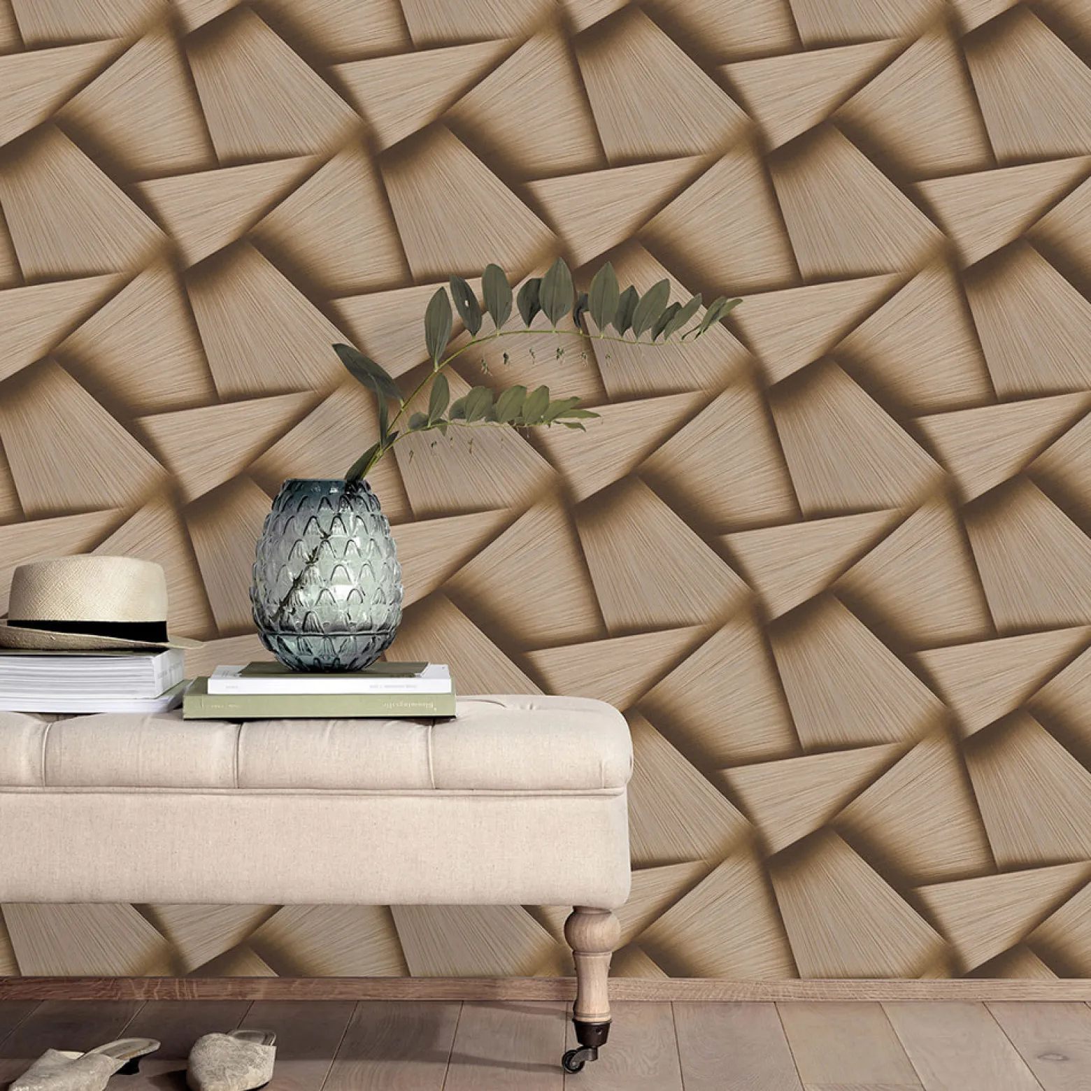 Vliestapete 3D-Effekt Braun Gold Metallic 10401-30