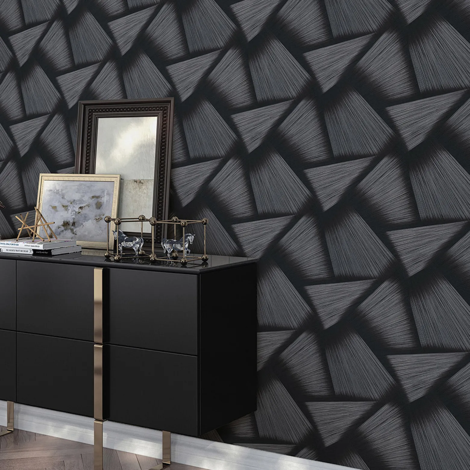 Vliestapete 3D-Effekt Schwarz Silber Metallic 10401-15