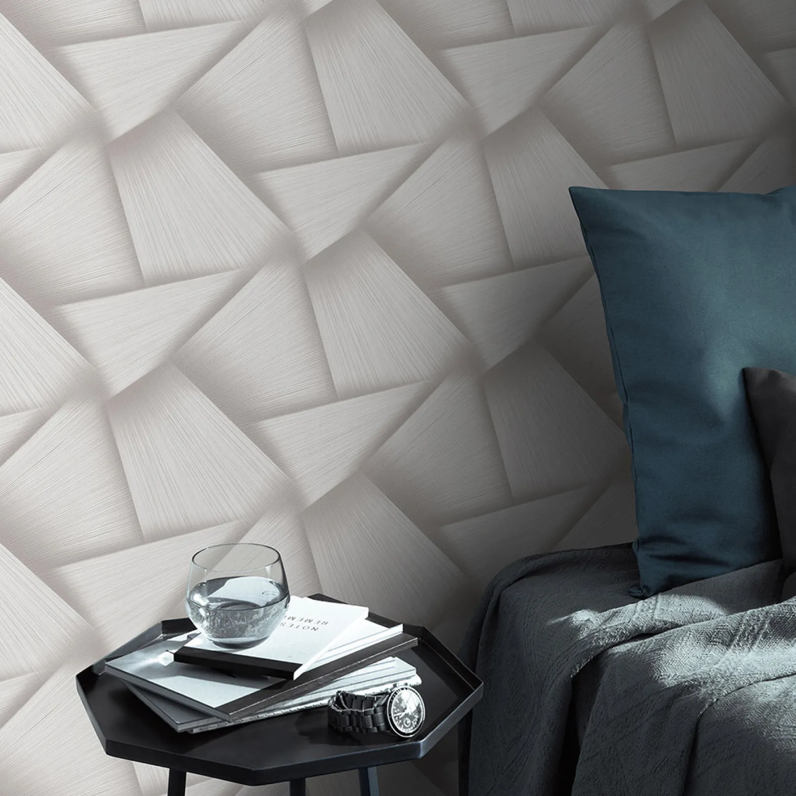 Vliestapete 3D-Effekt Taupe Creme Metallic 10401-37