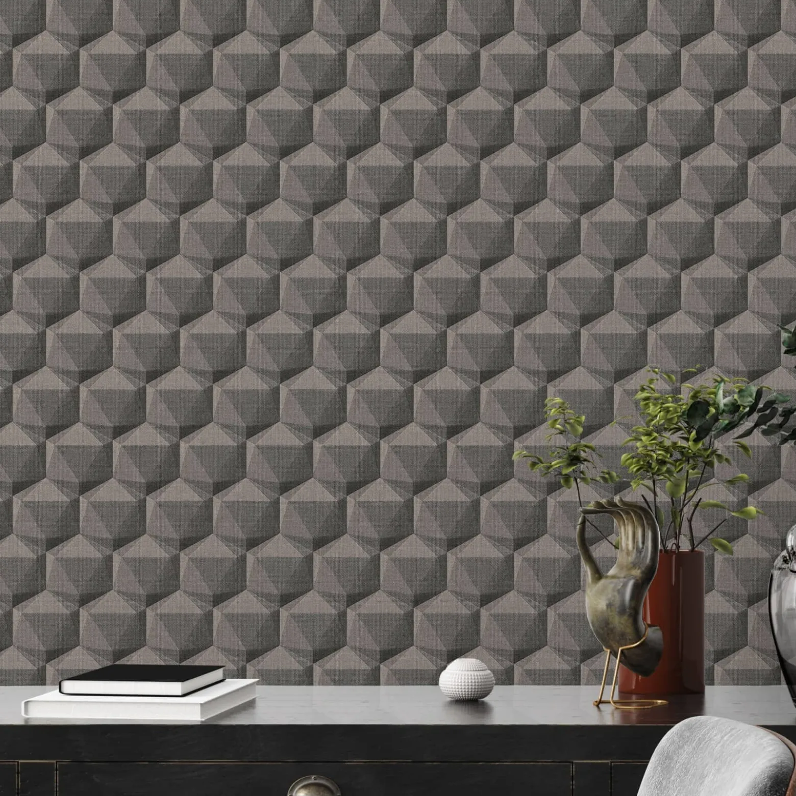 Vliestapete 3D Grafik Beige Grau Nara 38748-2