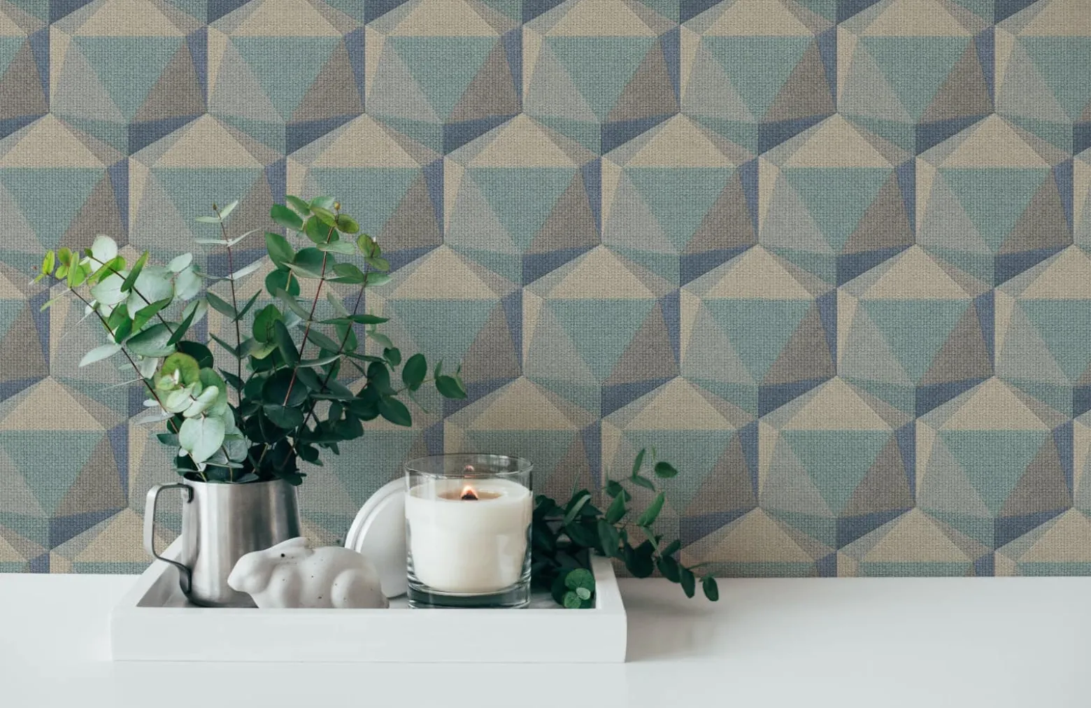 Vliestapete 3D Grafik Blau Beige Nara 38748-4 AS Creation