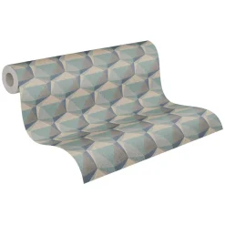 Vliestapete 3D Grafik Blau Beige Nara 38748-4 AS Creation