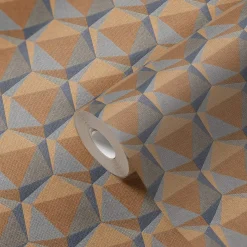 Vliestapete 3D Grafik Blau Braun Nara 38748-3
