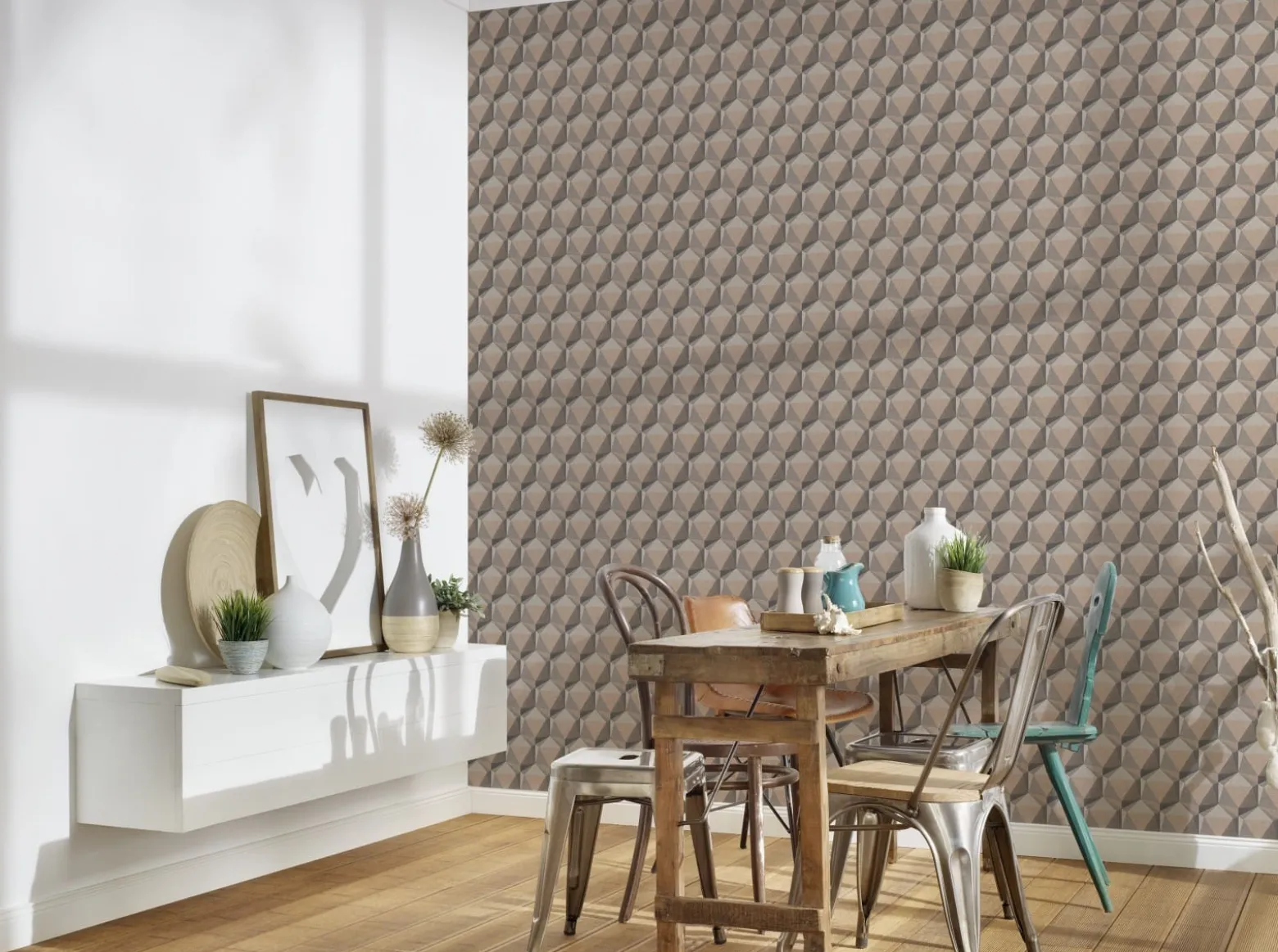 Vliestapete 3D Grafik Grau Beige Nara 38748-1