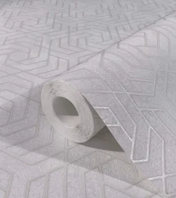 Vliestapete 3D Grafisch Labyrinth Metallic weiß 32606