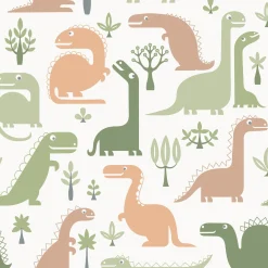 Vliestapete Dinosaurier Weiß Grün Braun LL-10-12-8