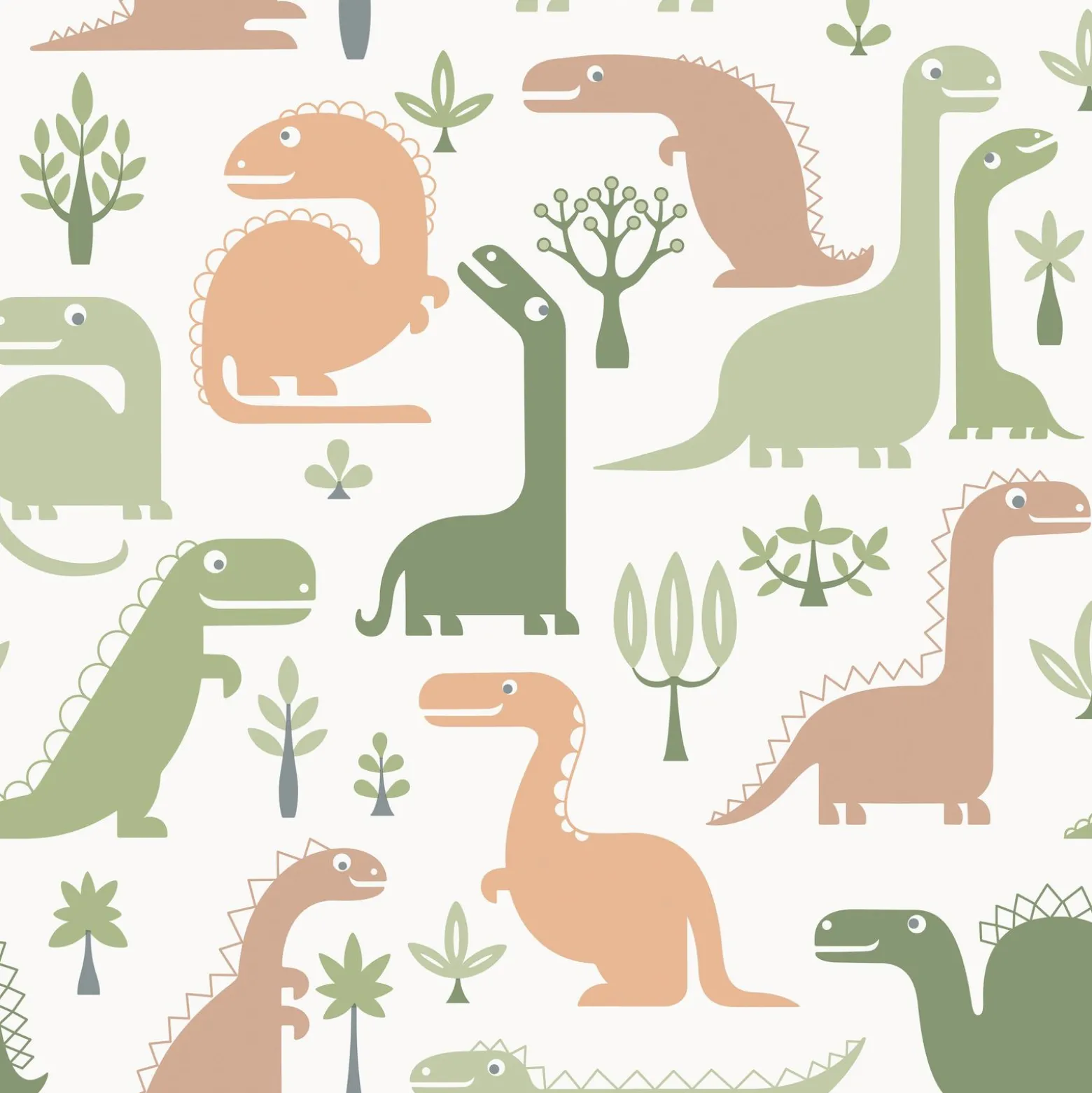 Vliestapete Dinosaurier Weiß Grün Braun LL-10-12-8