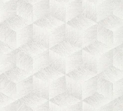 Vliestapete 3D-Optik Grau Weiß Silber Metallic 38506-2