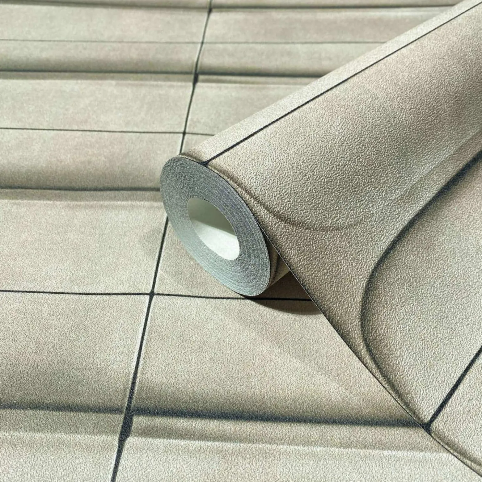 Vliestapete 3D Optik Kacheln Betonoptik Beige Grau 34477
