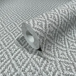 Vliestapete 3D-Optik Rauten Geflecht Grau Beige 47486