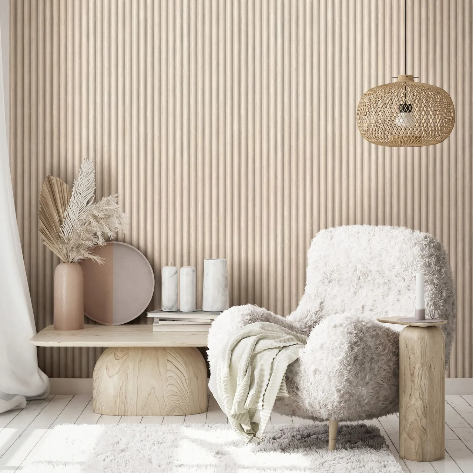 Vliestapete 3D-Optik Streifen Beige Grau 81697