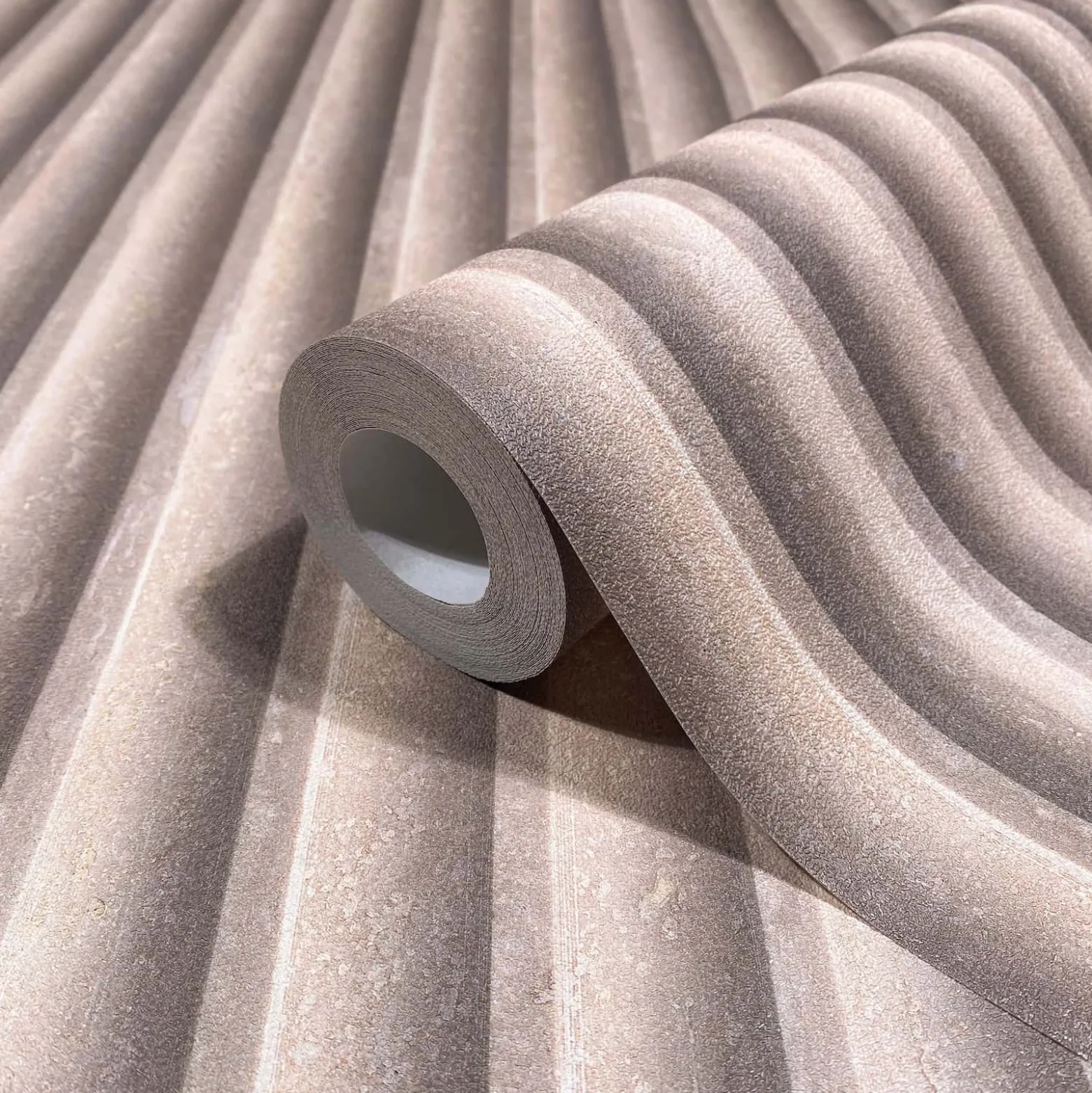Vliestapete 3D-Optik Streifen Braun Grau 81694