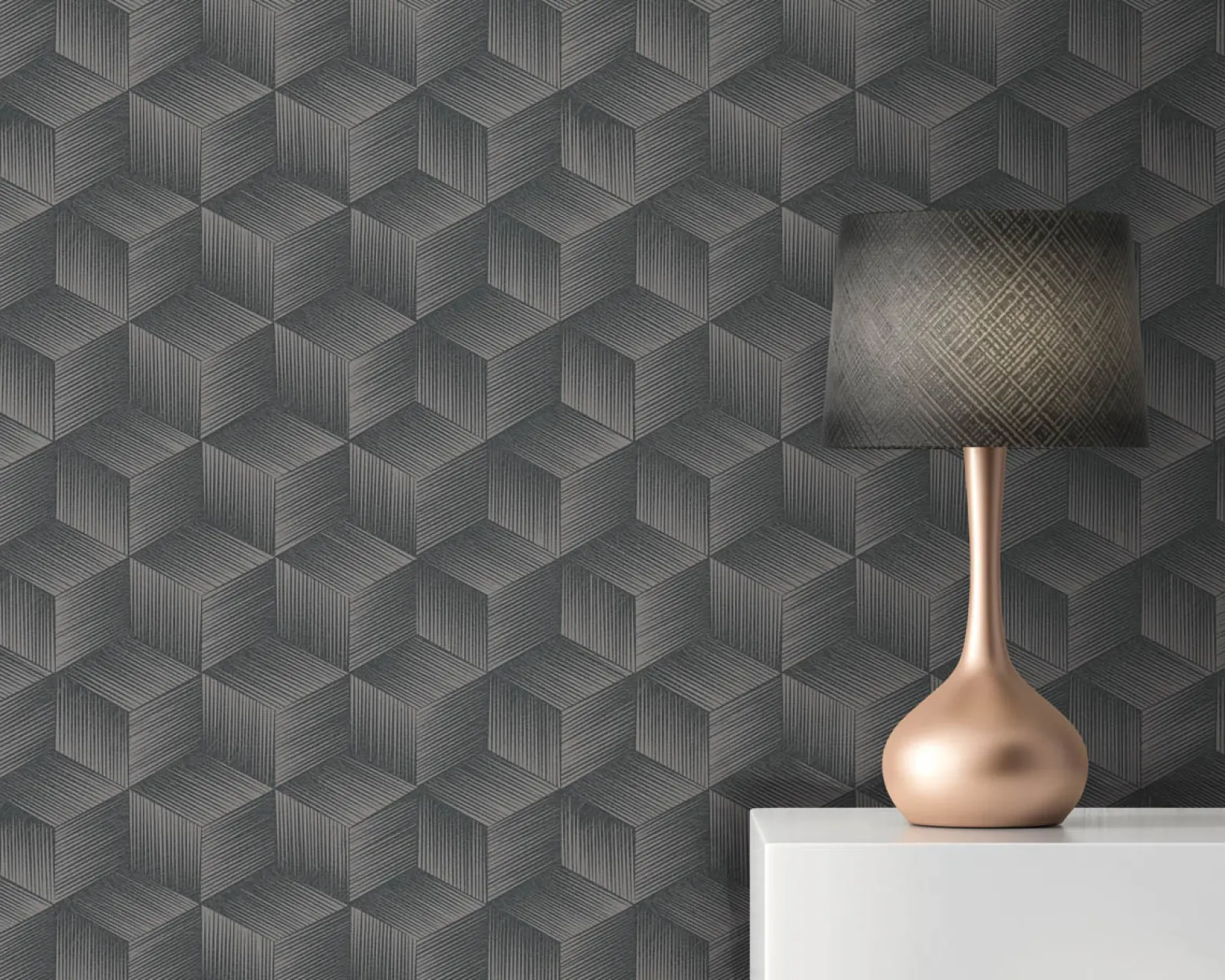Vliestapete 3D-Optik Würfel Grau Schwarz Metallic 38506-4
