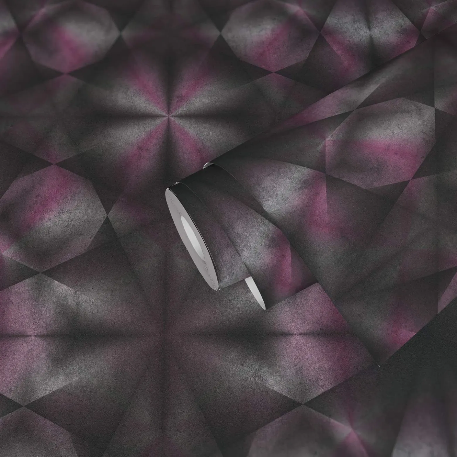 Vliestapete Dreiecke 3D pink schwarz grau 38692-1