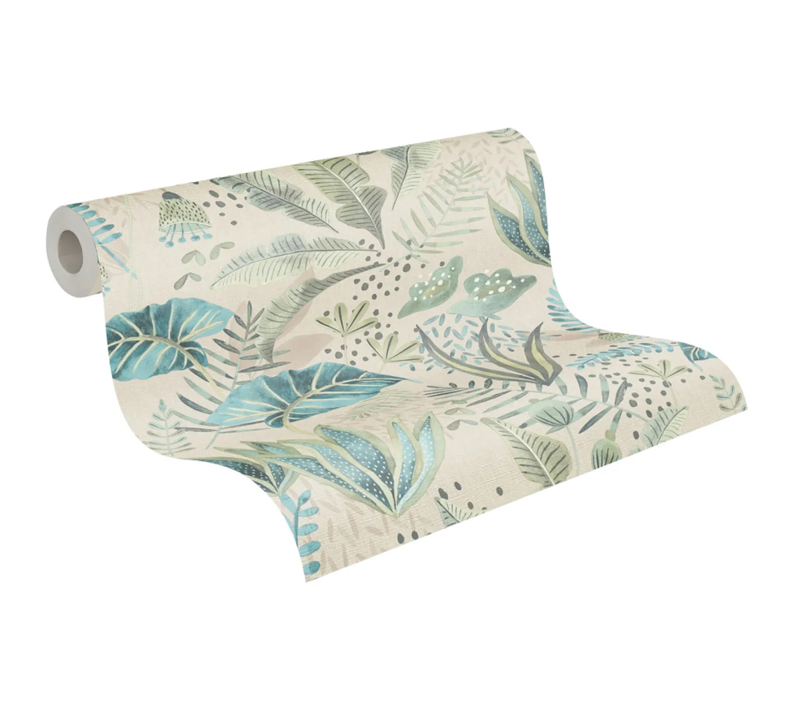Vliestapete Dschungel Aquarell Beige Grün Blau 39348-4