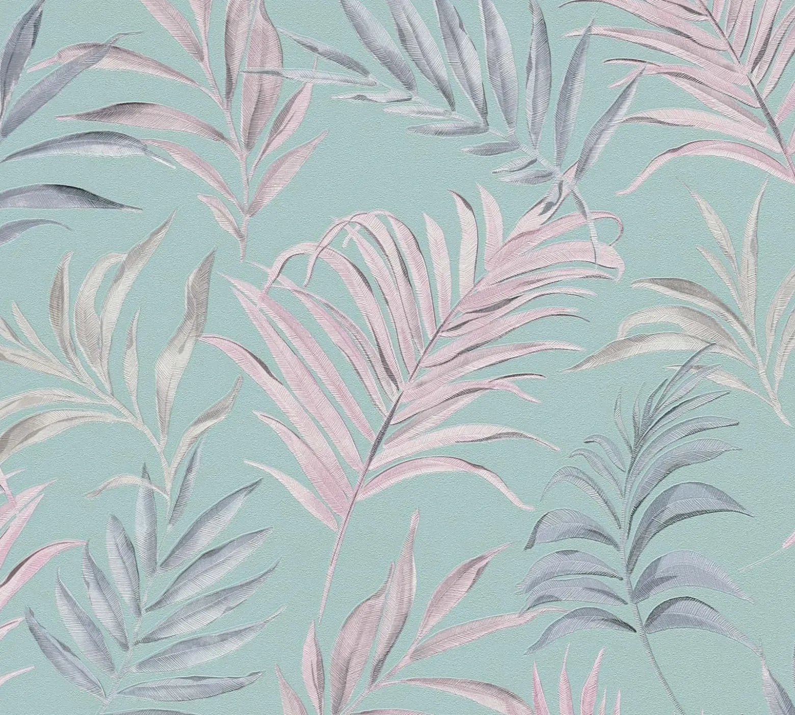 Vliestapete Dschungel Blätter Blau Rosa Glanz 79108-2