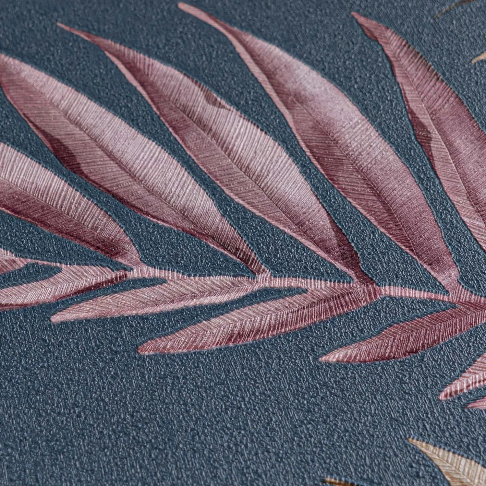 Vliestapete Dschungel Blätter Blau Rot Glanz 79108-5