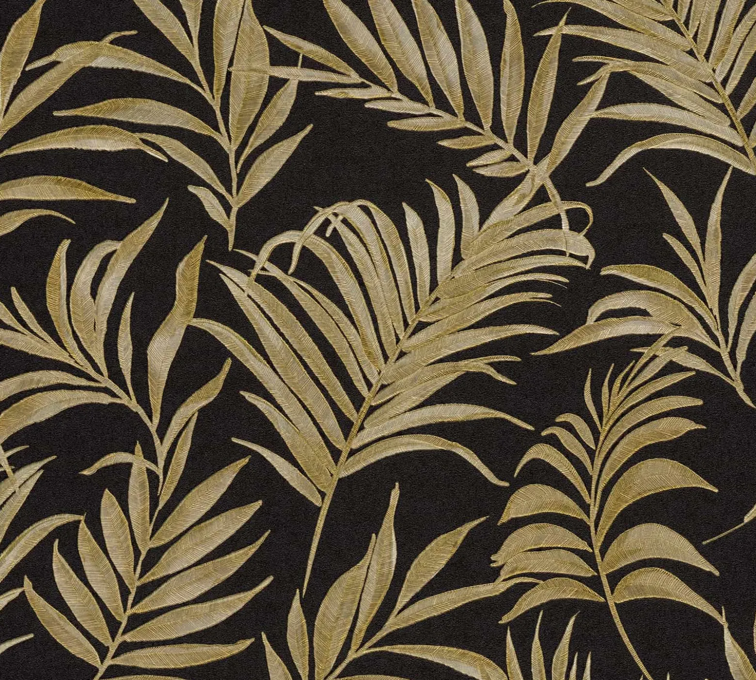 Vliestapete Dschungel Blätter Schwarz Gold Metallic 79108-6