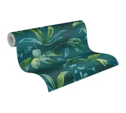 Vliestapete Dschungel Blätter blau grün 37704-4