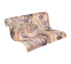 Vliestapete Dschungel Blätter Beige Lila 78220-2
