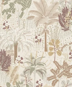 Vliestapete Dschungel Floral Beige Silber Metallic A54803