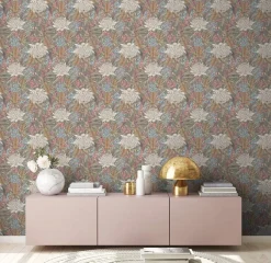 Vliestapete Dschungel Floral Grau Rosa Grün 39428-3
