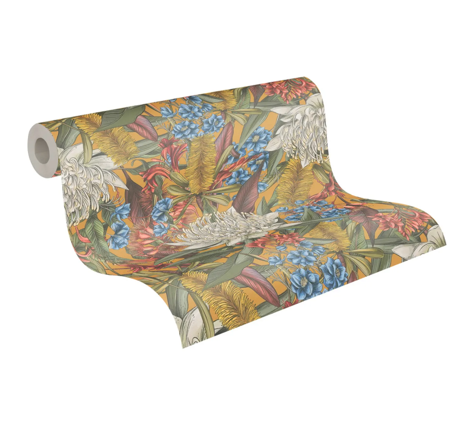Vliestapete Dschungel Floral Gelb Grün Weiß 39428-4