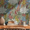 Vliestapete Dschungel Floral Grün Rot Blau 39428-1