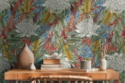 Vliestapete Dschungel Floral Grün Rot Blau 39428-1
