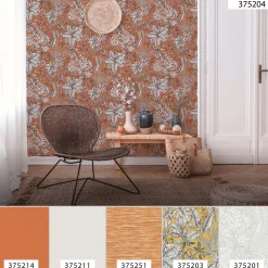 Vliestapete Dschungel orange weiß braun 37520-4