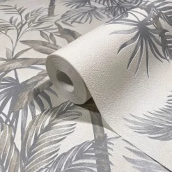Vliestapete Dschungel Palmen Beige Grau 82455