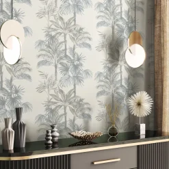 Vliestapete Dschungel Palmen Beige Grau 82455