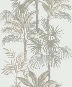 Vliestapete Dschungel Palmen Creme Braun 82454