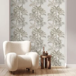 Vliestapete Dschungel Palmen Creme Braun 82454