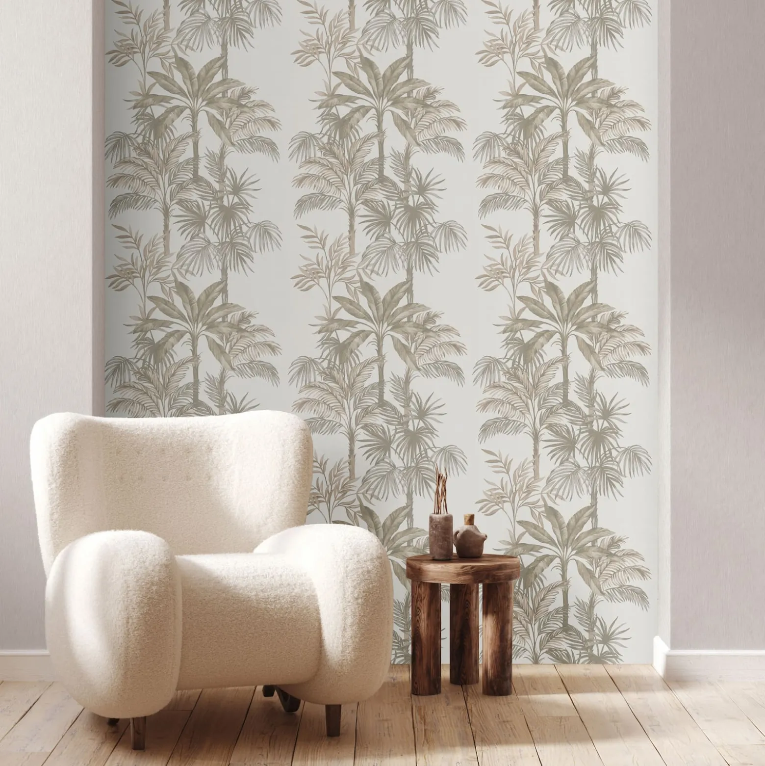 Vliestapete Dschungel Palmen Creme Braun 82454