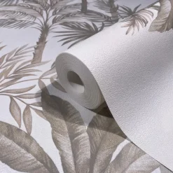 Vliestapete Dschungel Palmen Creme Braun 82454