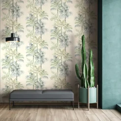 Vliestapete Dschungel Palmen Beige Grün 82456