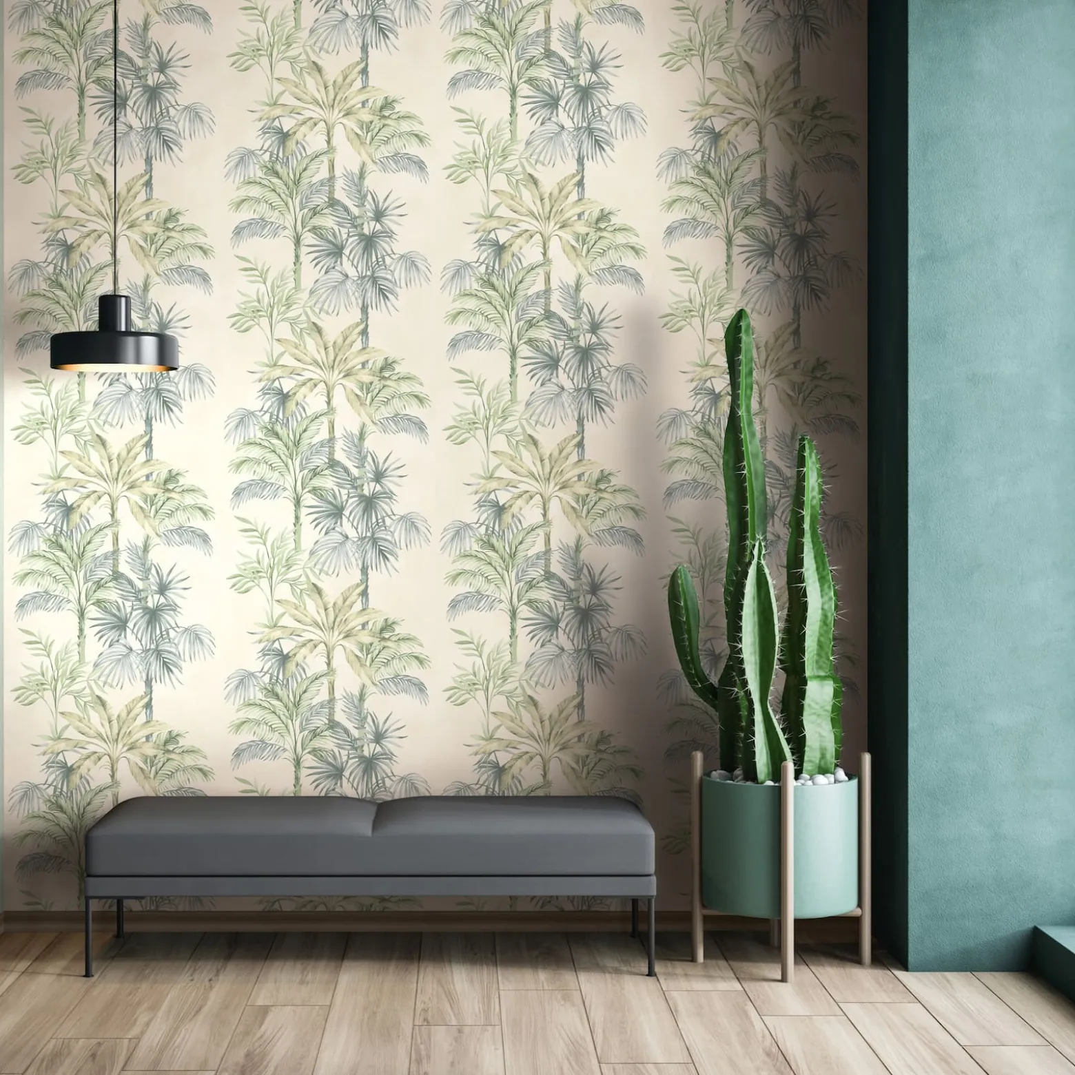 Vliestapete Dschungel Palmen Beige Grün 82456