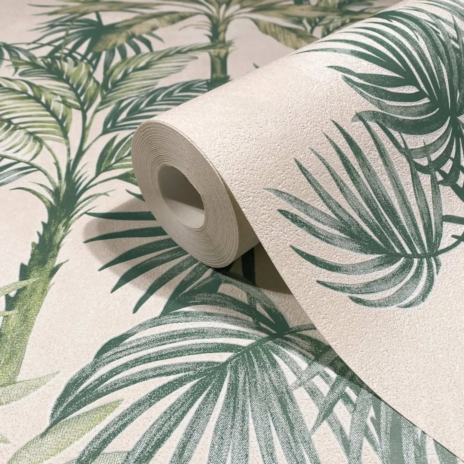 Vliestapete Dschungel Palmen Beige Grün 82456