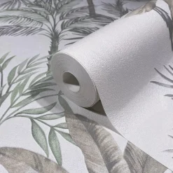 Vliestapete Dschungel Palmen Beige Grün Grau 82457