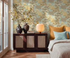 Vliestapete Dschungel Tropisch Blau Beige 79161-4