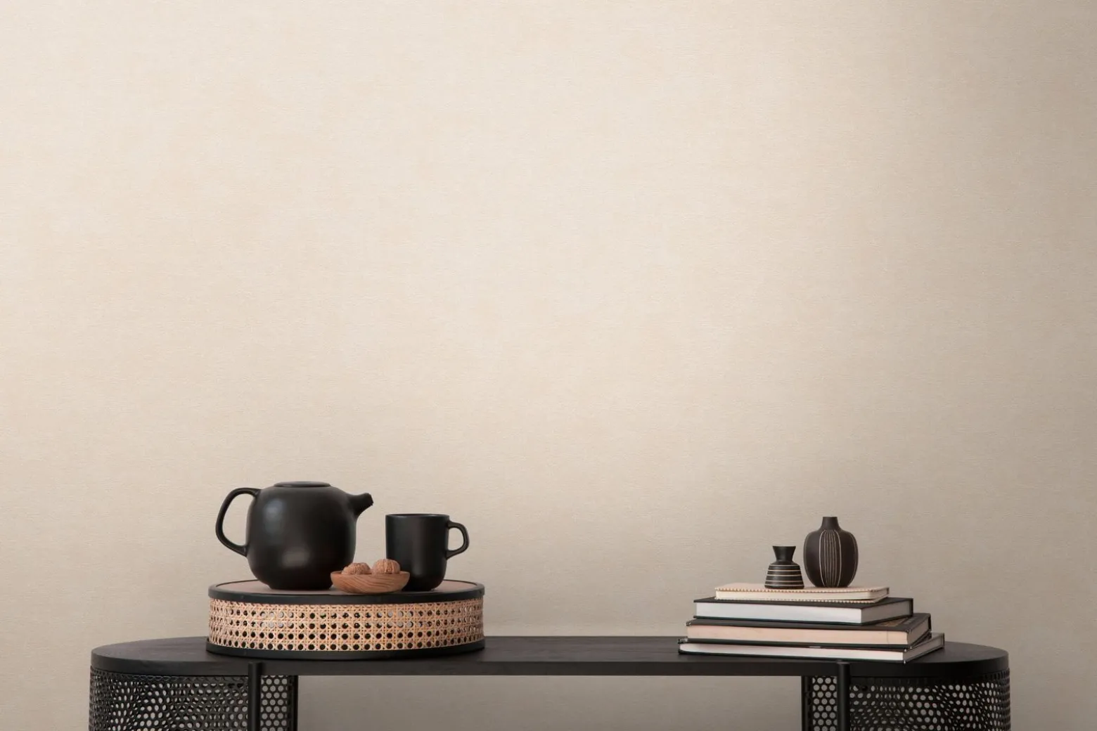 Vliestapete Einfarbig Meliert Creme Beige 39341-6