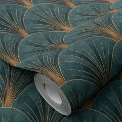 Vliestapete Elle Art Deco Grün Gold Metallic 10451-19