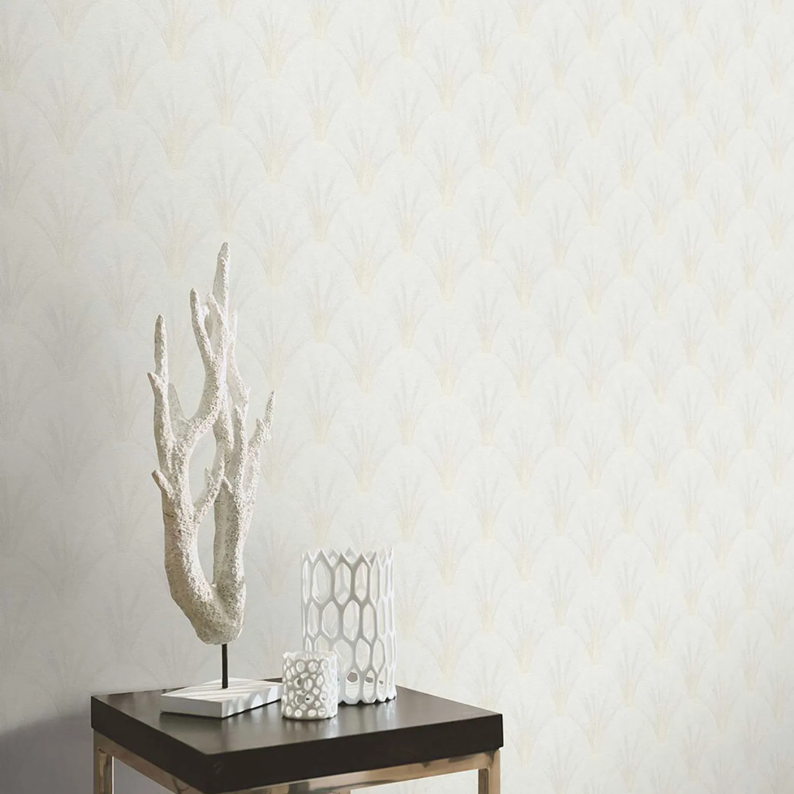 Vliestapete Elle Art Deco Weiß Creme Glitzer 10451-31