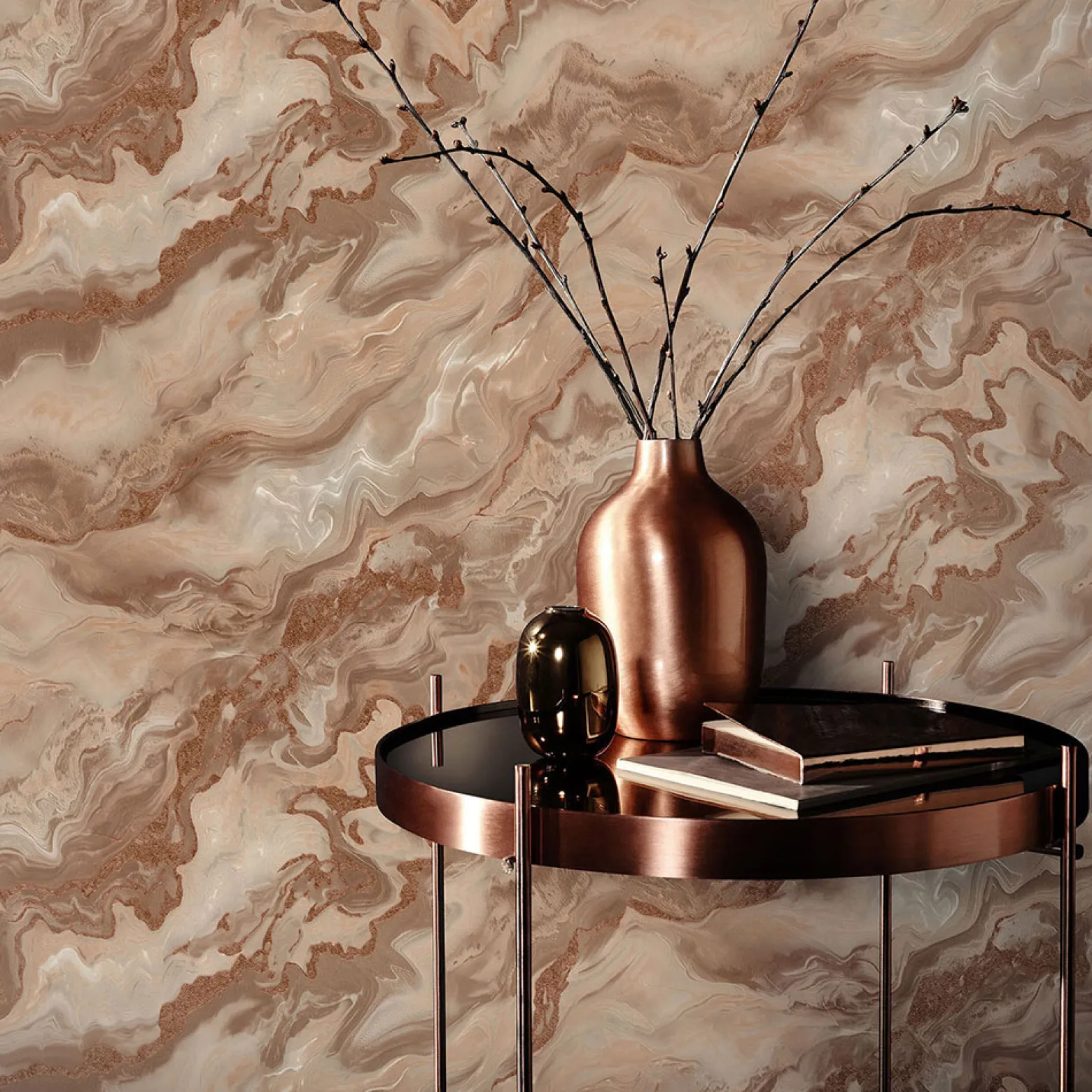 Vliestapete Elle Marmor Braun Kupfer Metallic 10447-13